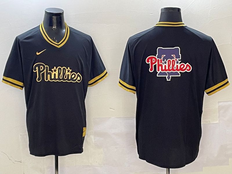 Men Philadelphia Phillies Blank Black Gold Game 2025 Nike MLB Jersey style 4